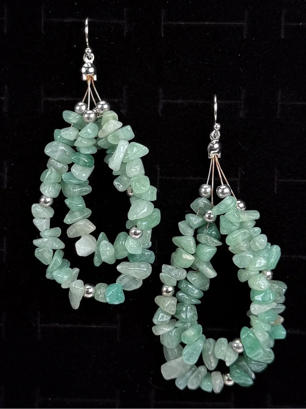 Bohemian Chic Green Gemstone Pierced Earrings